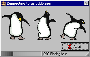 The searching penguins, looking for tracknames on Internet
